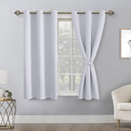 Short Blackout Curtains for Bedroom, 2 Panels Greyish White W42xL45 | Thermal - Image 8