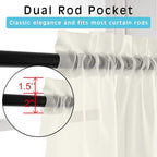 Sheer Ivory Curtains 108" Inch Length 2 Panels Set, Light Filtering Soft Rod - Image 2