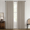 MIULEE 100% Blackout Linen Curtains 42 x 84 Inch Pebble Taupe 2 Panels | by MIULEE