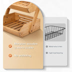 Merysen 2 Tier Fruit Basket For Kitchen- Bamboo Fruit and Vegetable Storage - Image 2