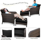 LEVELEVE Balcony Furniture 5 Piece Patio Conversation Set, PE Wicker Rattan - Image 5