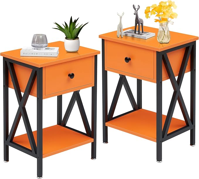 VECELO Nightstands Set of 2, Modern Bedside End Tables, Night Stands by VECELO