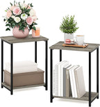 Furinno Simplistic Metal Frame End Table, French Oak - Image 4
