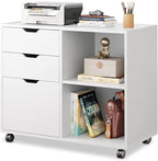 DEVAISE 3-Drawer Wood File Cabinet, Mobile Lateral Filing Cabinet, Printer Stand by DEVAISE
