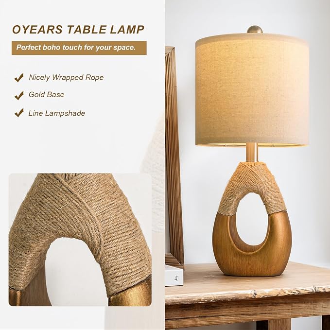 OYEARS 19" Table Lamps Set of 2, Boho Lamps - Image 3