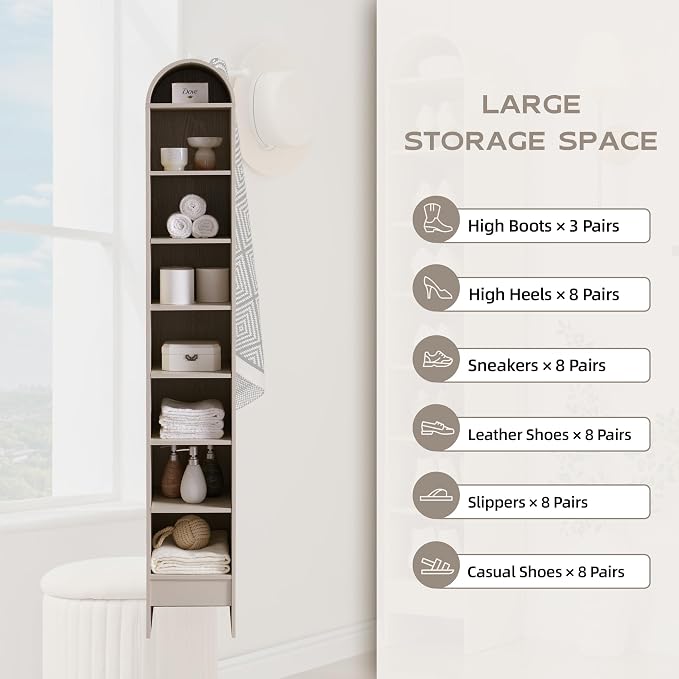 IFGET 67" Tall Arched Bookshelf, 8 Tiers Arch Bookcase - Image 4