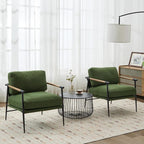 Ya-Home Mid-Century Accent Chair Set of 2, Soft Armchair Linen Fabric Lounge - Image 7