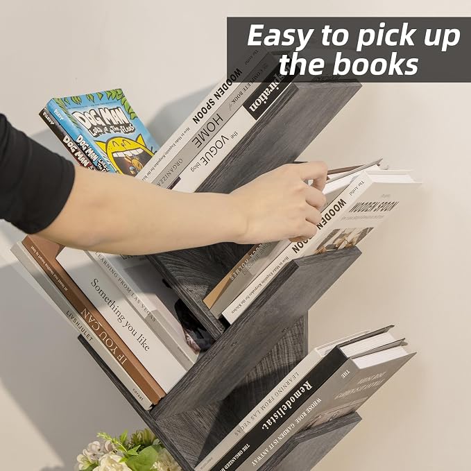 SHEEPAM 5 Tier Tree Book Shelf, Small Desktop Bookshelf - Image 4
