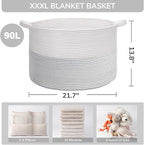 INDRESSME XXXLarge Cotton Rope Basket 21.7" x 21.7" x 13.8" Woven Baby Laundry - Image 5