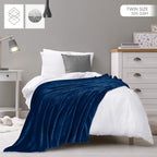 Utopia Bedding Ultra Soft Fleece Bed Blanket Twin Size Navy | Microfiber Plush - Image 2