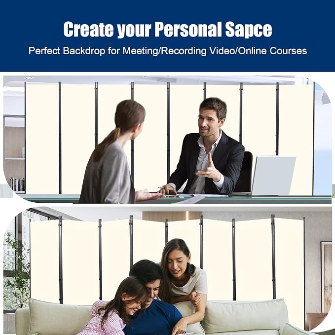 Room Divider 6FT Portable Room Dividers and Folding Privacy Screens, 8 Panel - Image 7