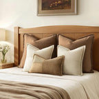 MIULEE Decorative Euro Sham Throw Pillow Covers 24x24 Inch Beige 2 Pack | Boho - Image 3