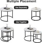 aboxoo Round Nesting Coffee Table Side Table Set of 2 End Tables - Image 8