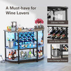 Zarler Bar Cart with Power Outlet Easy to Assemble, LED Home Bar Cabinet - Image 6