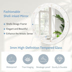 Tanmicoshomy Round Wall Mirror 30 Inch, Natural Shell Framed Circle Mirrors - Image 2