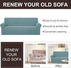 U-NICE HOME Loveseat Cover Stretch Couch Cover Sofa Slipcover, Light Blue | 2 - Image 4