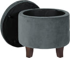 Homepop Home Decor | Upholstered Round Velvet Tufted Foot Rest Ottoman | Ottoman - Image 7