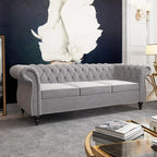 Mid-Century 3 Seater Sofa, Velvet Couch - Image 6