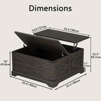 Furnideco 35.5''W Square Coffee Table Farmhouse Lift top Coffee Table - Image 2