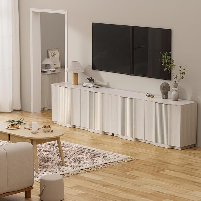 Brafab Buffet Cabinet, Wood Fluted Credenza - Image 7