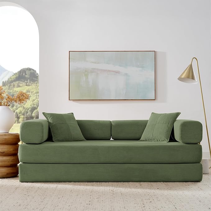 4-in-1 Folding Convertible Sofa Bed, 78 Inch Oversized Corduroy Upholstered - Image 6