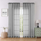 Charcoal Grey Sheer Curtains for Bedroom 84 Inches Long 2 Pcs, Light Filtering by Lecloud