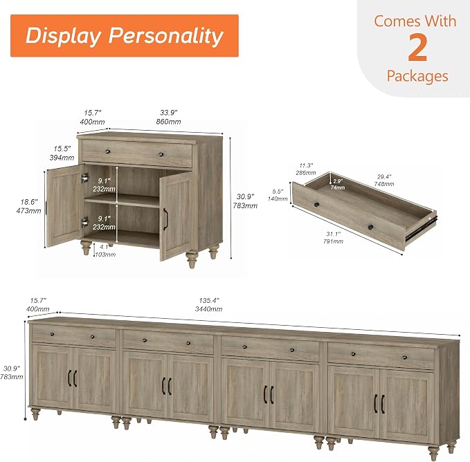 WAMPAT Farmhouse TV Stand for 85 inch TV - Image 3