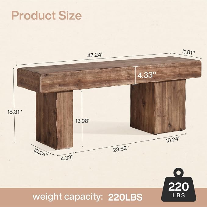 Thickened Solid Wood Bench, Heavy Duty Dining Bench - Image 2