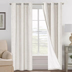 H.VERSAILTEX Ivory Curtains Blackout, 100% Blackout Linen Curtains by HVERSAILTEX