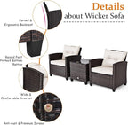 Tangkula 3 Pieces Patio Furniture Set, PE Rattan Wicker 3 Pcs Outdoor Sofa Set - Image 7