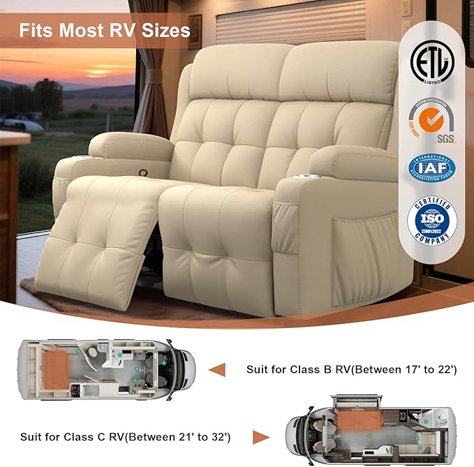 Home Theater Seating Loveseat Recliner Sofa, Wall-Hugger Reclining Couch - Image 4