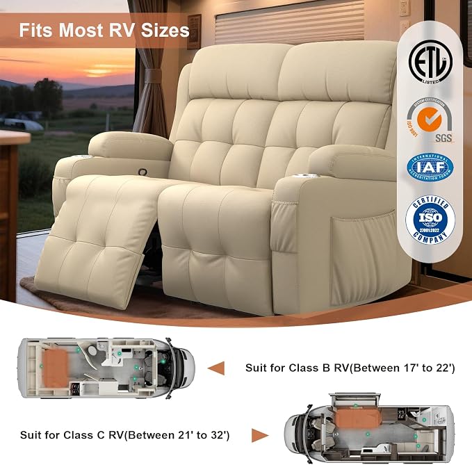 RV Loveseat Recliner Sofa, Wall Hugger Recliners - Image 5