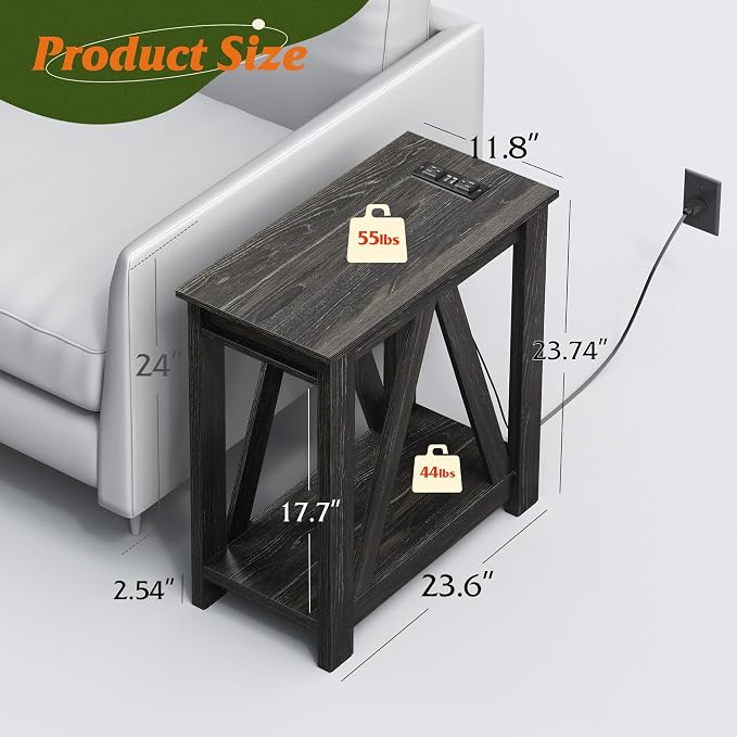 WLIVE Narrow Black End Table - Image 3