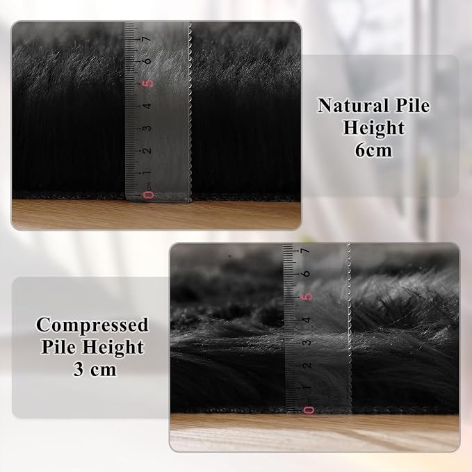 ORINOVA Black Rugs for Living Room 8x10 Area Rugs for Bedroom Shag Washable - Image 4