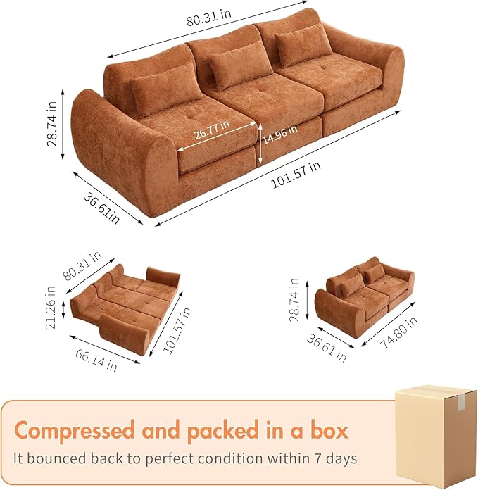 102" Modular Sectional Boneless Couch - Image 2