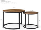Homy Casa 23.6inch Round Coffee Table Set of 2, Modern Nesting Coffee Tables - Image 2