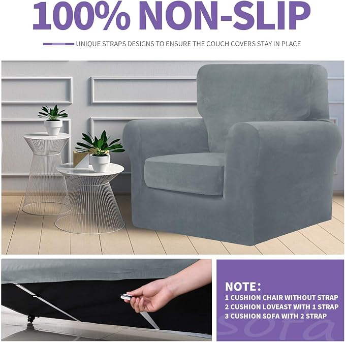 ZNSAYOTX Oversized Velvet Couch Cover 4 Piece Stretch Sofa Covers - Image 5
