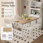 Kitchen Storage Cabinet with Hutch and Extendable Dining Table, 33.5" - Image 4