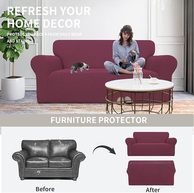 Easy-Going Stretch Oversized Loveseat Couch Covers Washable ASH Rose | 1-Piece - Image 4