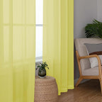 Lemon Kitchen Sheer Curtains for Bedroom Living Room 45 Inch Length, Soft Solid - Image 3