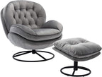 TRIPLE TREE Modern Swivel Accent Chair, Mid-Century Lounge Chair and Ottoman Set - Image 6