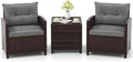 COSTWAY 3PCS Patio Furniture Set, PE Rattan Wicker Sofa w/Washable Cushion and by COSTWAY