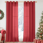 YoungsTex Red Linen Curtains 84 Inches Long by YoungsTex