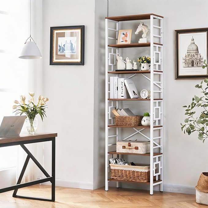 HOMISSUE Bookcase, 7-Tier Tall Bookshelf Metal Bookcase and Bookshelves - Image 4