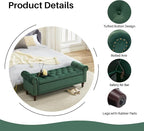SOFTHION 58.1" Storage Bench Upholstered Velvet End of Bedroom Bed Bench Ottoman - Image 4