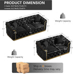 2 Piece Velvet Chesterfield Sofa Luxury Tufted Sofa Black and Gold Couch Set - Image 2
