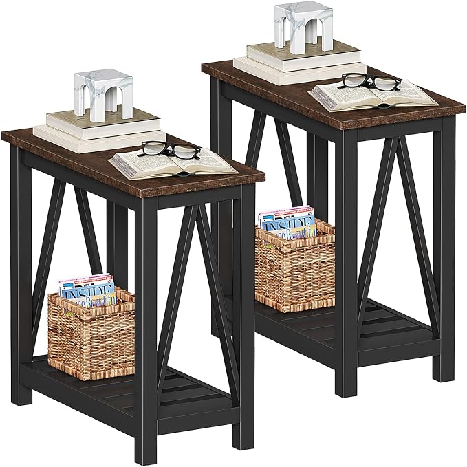 ChooChoo Farmhouse End Table, Rustic Vintage Narrow End Side Table by ChooChoo