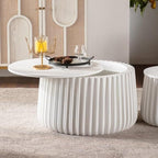 46.46'' White Round Coffee Table Set of 2 - Image 3