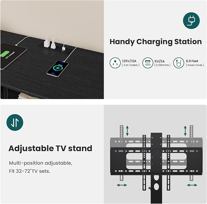 BTHFST TV Stand with Mount for 32/55/65/70 inch TVs, 51.2" LED TV Stand with - Image 5