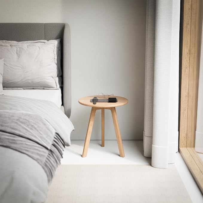 Raico Round Side Table 100% Solid Wood Occasional Table Minimal Scandinavian - Image 5